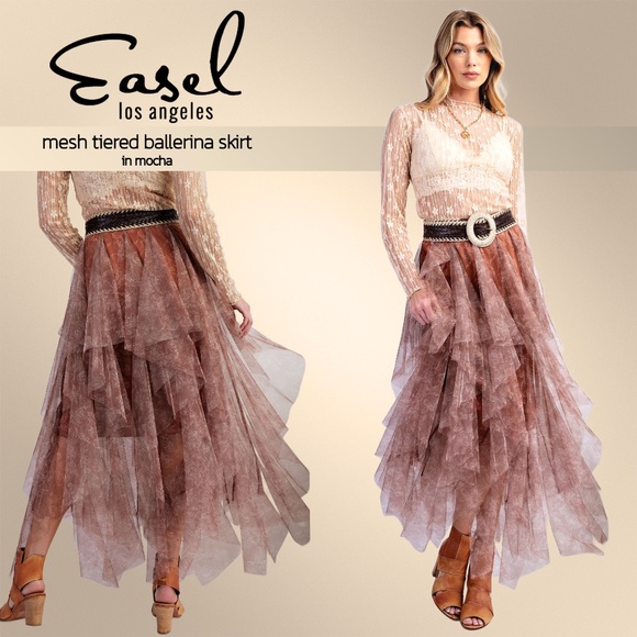 EASEL Soft Floral Print Mesh Fairy Ballerina Skirt Full Multi Layer Tiers Lined,All Products : American Fashion Style Bags On Sale